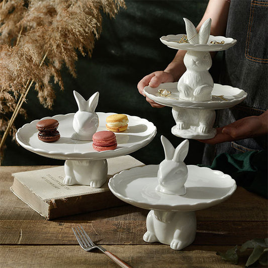 Rabbit Ceramic Fruit Tray - Displaying a Variety of Snacks or Desserts