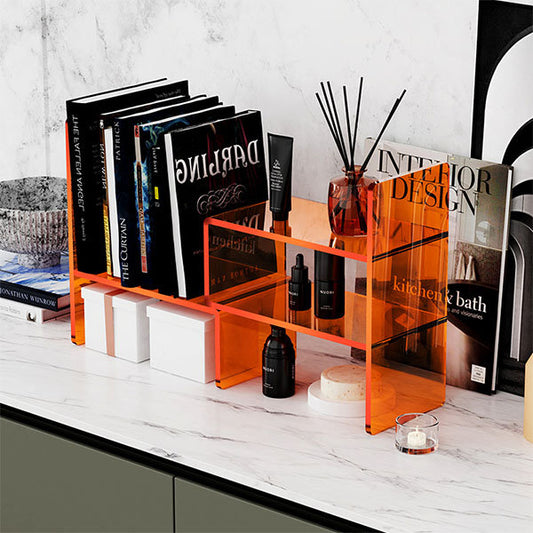 Desk Organizer - Acrylic - Transparent - Dark Blue - Orange