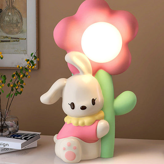Rabbit Flower Decor - Resin - Yellow - Pink