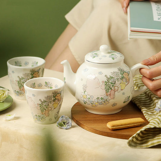 Rabbit Tea Set - Ceramic - 1 Teapot and 2 Cups