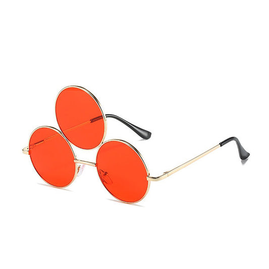 Round Sunglasses - Metal - Red - Black - Gray - 7 Colors