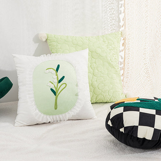 Nordic Style Pillowcase - Polyester - Green - White - 3 Patterns