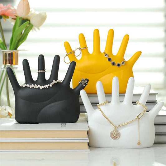 Creative Jewelry Holder - Hand Shape - White - Black - Resin