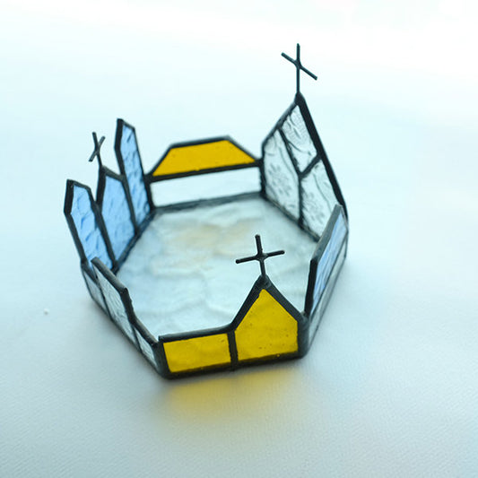 Stained Glass Church Tealight Holder