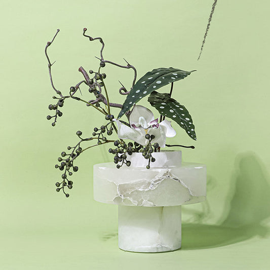 Artistic Marble Vase - Creative Geometric Design - White