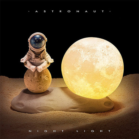Astronaut Moon Lamp - Resin - Blue - Gold