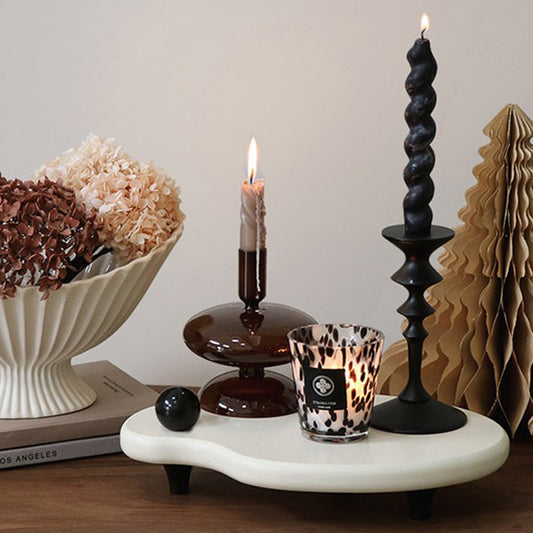 Wooden Tall Sphere Tray - Versatile Home Accent - White - Black