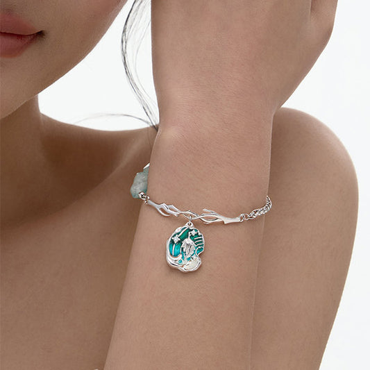 Silver Opal Bracelet - Ethereal Elegance - Gemstone Charm