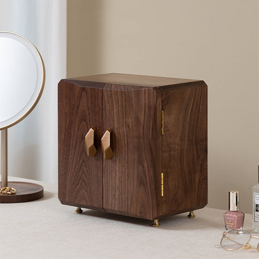 Walnut Wood Jewelry Box - Timeless Elegance - Secure Storag