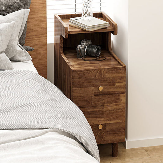 Solid Wood Bedside Cabinet - Durable Elegance - Brown