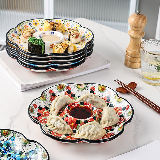 Bohemian Ceramic Dumpling Plate - Ceramic Material - Kitchenware