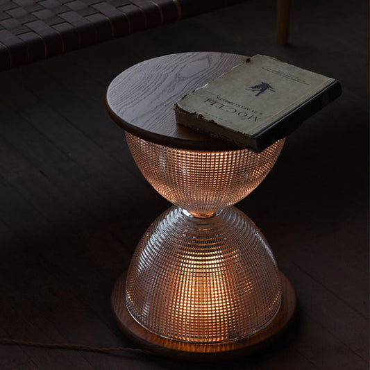 Vintage Hourglass Side Table - Lamp - Ambient Glow - Timeless Design