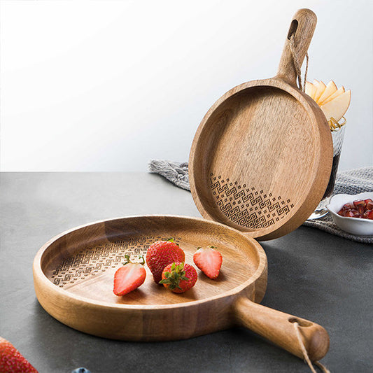 Round Japanese Style Wooden Trays - Rustic Elegance for Serving